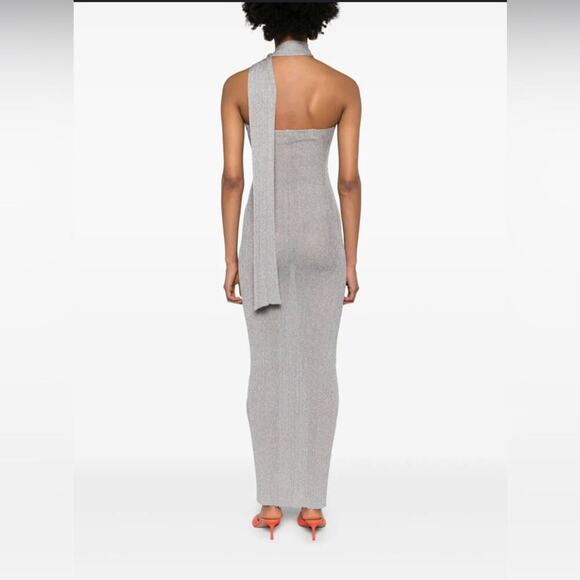 Aya Muse Caspi Halter Sheer Dress In Fog Grey NWT - Picture 4 of 11